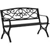 Image de Outsunny Banc de jardin 2 places banquette extrieur terrasse patio dossier inclin assise lattes accoudoirs confortables ch?ssis acier fonte 128 x 58,5 x 85 cm noir
