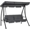 Image de Outsunny Balancelle de Jardin Convertible 3 Places Grand Confort Inclinaison Toit réglable Matelas fourni 2L x 1,25l x 1,7H m métal Polyester Noir Anthracite