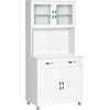 Image de HOMCOM Buffet de cuisine armoire de cuisine contemporaine multi-rangement 2 placards portes grand tiroir coulissant panneaux MDF blanc