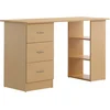 Image de HOMCOM Bureau avec rangement, table informatique 120 x 50 cm, bureau d'ordinateur avec étagères et tiroirs, pour petits espaces, chambre à coucher, aspect bois clair
