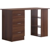 Image de HOMCOM Bureau avec rangement, table informatique 120 x 50 cm, bureau d'ordinateur avec étagères et tiroirs, pour petits espaces, chambre à coucher, aspect noyer