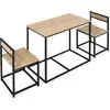 Image de HOMCOM Ensemble Table et chaises de Salle à manger Set de 1 Table + 2 chaises encastrables pour Cuisine - métal Noir Aspect chêne Clair