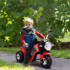Image de HOMCOM Moto électrique Enfant Chopper Tout-Terrain 6 V 20 W Marche AV AR 3 Roues Effets Lumineux et sonores Rouge Noir