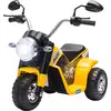 Image de HOMCOM Moto électrique Enfant Chopper Tout-Terrain 6 V 20 W Marche AV AR 3 Roues Effets Lumineux et sonores Jaune Noir