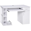 Image de HOMCOM Bureau informatique table d'ordinateur multimédia multi-rangements avec étagère tiroir tablette clavier MDF 120 x 60 x 74 cm blanc