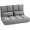 Image de HOMCOM Chauffeuse matelas d'appoint pliant fauteuil convertible inclinaison dossier réglable 2 coussins inclus en polyester aspect suédé, pour salon, chambre et bureau, gris