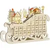 Image de HOMCOM Calendrier de l'avent en bois Lumineux Frome de traineau - 10 lumières Blanc Chaud - 24 tiroirs - décoration Lumineuse de Noël