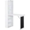 Image de HOMCOM Bureau d'ordinateur pliable, bureau avec espace de rangement, table murale relevable avec étagère, espace de travail, tableau noir et tablette réglable, blanc