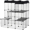 Image de PawHut Cage parc enclos pour petits animaux chats lapins modulable 3 niveaux 2 portes rampe fil métallique 105 x 70 x 116 cm noir