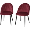 Image de HOMCOM Lot de 2 chaises de salle à manger chaise de cuisine Velours Bordeaux Pieds métal Noir dim. 52L x 54l x 79H cm