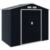 Image de Outsunny Abri de jardin en métal 2,77 m² cabane de jardin 213 x 130 x 185 cm cabanon rangement outils avec fondation, porte coulissante verrouillables et 4 aérations - gris foncé