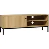 Image de HOMCOM Meuble TV Banc TV Max. 50 Pouces 3 Compartiments 2 Passe-câbles avec Porte coulissante - dim. 120L x 39,5l x 46H cm