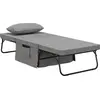 Image de HOMCOM Fauteuil chauffeuse lit convertible dossier inclinable 5 positions 1 place - tissu gris