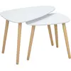 Image de HOMCOM Lot de 2 tables basses gigognes design scandinave pieds en bois et plateau en bois, blanc