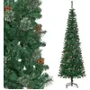 Image de HOMCOM Sapin arbre de Noël artificiel 195 cm 556 branches avec 27 pommes de pin+ support pied pliable vert