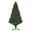Image de HOMCOM Sapin de Noël Artificiel Lumineux 150H cm Fibre Optique Multicolore + Support Pied 180 Branches étoile Sommet Brillante Vert