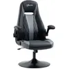 Image de Vinsetto Chaise de gaming ergonomique avec base ronde métal pivotante 360° hauteur réglable têtière accoudoirs relevables PVC gris noir