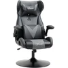 Image de Vinsetto Chaise de gaming ergonomique avec base ronde hauteur réglable accoudoir relevable coussins tétière et lombairesPolyuréthanegris noir