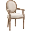 Image de HOMCOM Chaise de Salle à Manger Chaise de Salon médaillon Style Louis XVI Bois Massif patiné sculpté Tissu Lin Crème