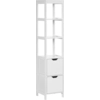 Image de Armoire colonne de salle de bain Kleankin, armoire haute, meuble de rangement avec 3 étagères et 2 tiroirs en bois   30 x 30 x 144 cm