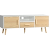 Image de HOMCOM Meuble TV banc TV support TV pour télévision jusqu'à 46 pouces style scandinave avec 1 tiroir, 2 placards, 1 niche, 1 passe-câbles - 120 x 37 x 45,5 cm