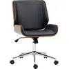 Image de Vinsetto Chaise de Bureau Fauteuil de Bureau Ergonomique Design Vintage Hauteur réglable pivotant 360° piètement chromé revêtement Coque en Bois Assise synthétique Noir et Marron