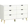 Image de HOMCOM Commode 6 tiroirs meuble de rangement 5 pieds biseautés en bois 120 x 40 x 76 cm - blanc