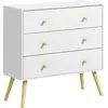 Image de HOMCOM Commode 3 tiroirs design scandinave piètement effilé incliné bois pin panneaux blanc80 x 30 x 80 cm blanc