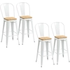 Image de HOMCOM Lot de 4 tabourets de Bar Empilable Chaise de Bar Industriel avec Dossier Repose-Pied Hauteur d'Assise 76 cm métal Blanc