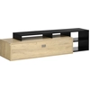 Image de Meuble TV HOMCOM, banc TV, support TV pour téléviseurs jusqu'à 65 pouces avec étagère amovible, porte basculante de style moderne, pour salon, chambre à coucher