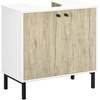 Image de kleankin Meuble sous lavabo meuble de salle de bain armoire de rangement pour vasque moderne piètement en métal double porte 60 x 30 x 60 cm - blanc et couleur bois