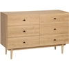 Image de Commode HOMCOM à 6 tiroirs, pieds en bois massif, 120 x 40 x 80 cm, couleur bois