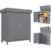 Image de Outsunny Armoire de Jardin sur Pied Double Porte étagère et Toit bitumé relevable dim. 74L x 43l x 88H cm Bois Massif de Sapin