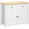 Image de HOMCOM Buffet, meuble de rangement, armoire pour salon, cuisine, avec 2 portes, étagère réglable en hauteur, 2 tiroirs, 100 x 40 x 85 cm, blanc et aspect bois