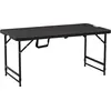 Image de Outsunny Table de jardin rectangulaire camping pour 4 personnes pliable et rglable en hauteur avec plateau en HDPE et cadre en acier dim. 118L x 60l x 74H cm gris