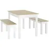 Image de HOMCOM Ensemble table à manger 3 pièces avec 2 bancs encastrables pour 4-6 personnes style contemporain - cuisine salle à manger salon - panneaux de particules