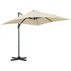 Image de Outsunny Parasol déporté carré inclinable manivelle avec pied en acier dim. 2,5L x 2,5l m alu. polyester haute densité crème