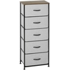 Image de HOMCOM Commode 5 tiroirs meuble de rangement tiroir en tissu pliant - structure acier noir - 45 x 30 x 116 cm gris