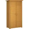 Image de Outsunny Armoire abri de jardin remise pour outils en bois sur pied 2 étagères toit bitumé incliné portes persiennes 87 x 47 x 160 cm naturel