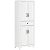 Image de HOMCOM Buffet haut armoire de cuisine 4 portes 2 placards et 1 tiroir central hauteur 170 cm avec étagère réglable - blanc