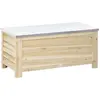 Image de Outsunny Coffre de jardin en bois et couvercle en métal galvanisé 155L avec vérins - 110 x 50 x 50 cm bois naturel