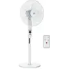 Image de HOMCOM Ventilateur sur pied puissant 45 W, ventilateur réglable en hauteur 110-124 cm, télécommande, 5 pales de 40 cm, 3 modes et 3 vitesses, oscillation 70° et minuterie, blanc
