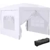 Image de Outsunny Tonnelle de jardin extérieure tente de réception barnum pop-up pliant 3 x 3 m 4 parois amovibles + sac de transport blanc