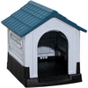 Image de PawHut Niche pour chien chenil à l'extérieur pour chiens de petite et moyenne taille - 64,5 x 57 x 66 cm - blanc et bleu