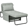 Image de HOMCOM Fauteuil convertible 1 place fauteuil lit chauffeuse chaise longue 4 en 1 avec dossier inclinable 5 niveaux, repose-pied rabattable, coussin amovible et pochettes, pour invités salon gris clair