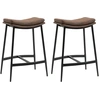 Image de HOMCOM Lot de 2 tabourets de bar chaises hautes avec repose-pieds acier - style industriel - assise incurvée - 48,5 x 38,5 x 68,5 cm marron noir