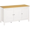 Image de HOMCOM Buffet meuble de rangement avec 3 portes 2 étagères réglables plateau aspect bois clair - 120 x 40 x 70 cm blanc