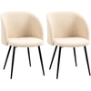 Image de HOMCOM Lot de 2 chaises de salle à manger chaise de cuisine en tissu effet laine boucleé chaise de salon avec pieds en acier - 55 x 62 x 80 cm beige noir