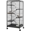 Image de PawHut Cage pour rongeurs cage pour Petits Animaux Roulante 5 Rampes 5 Plates-formes Plat et Bouteille d'Eau Bac Inférieur Amovible pour lapin vison d'animaux chinchilla Acier PP 61,5x44x131cm Noire