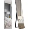 Image de HOMCOM Grand miroir pleine longueur rectangulaire, 37 x 160 cm - miroir sur pied ou mural - pour chambre à coucher, salon et dressing, bois aspect Noir